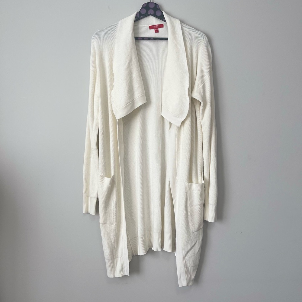 Guess Women's White Open Front Cardigan Small
